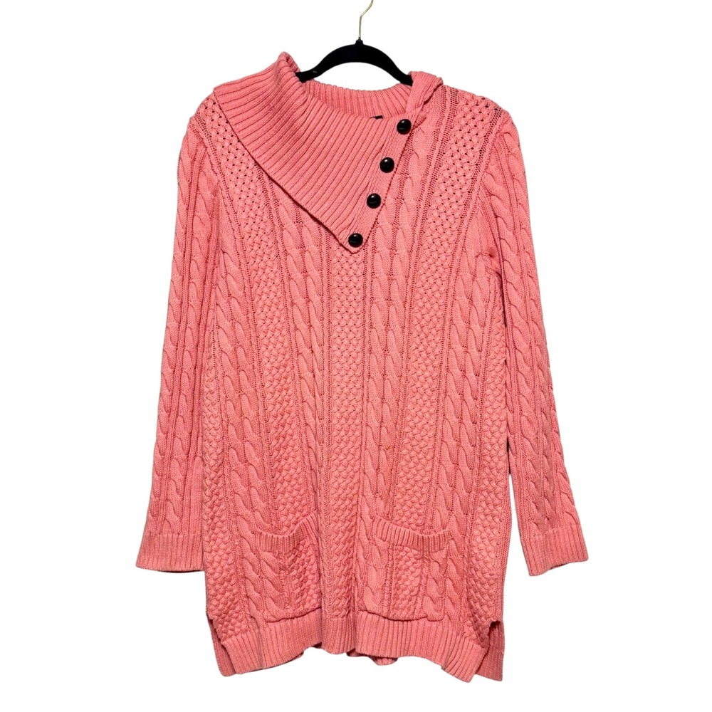 Jeanne Pierre Fisherman Cable Knit Sweater Women Size XL Coquette Soft Girl‎